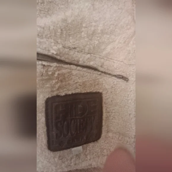 Hide society canada genuine sheepskin coat  sz 10 has stains Chocolate Brown - Picture 4 of 13